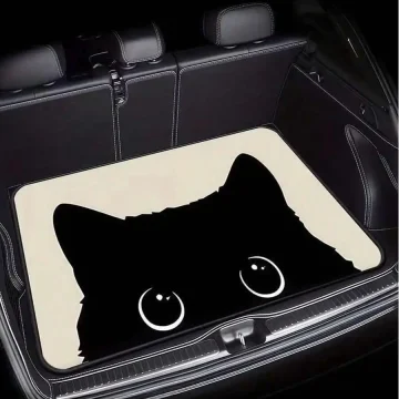 Cute Cat Face Car Trunk Mat Waterproof Universal Cargo Liner 2