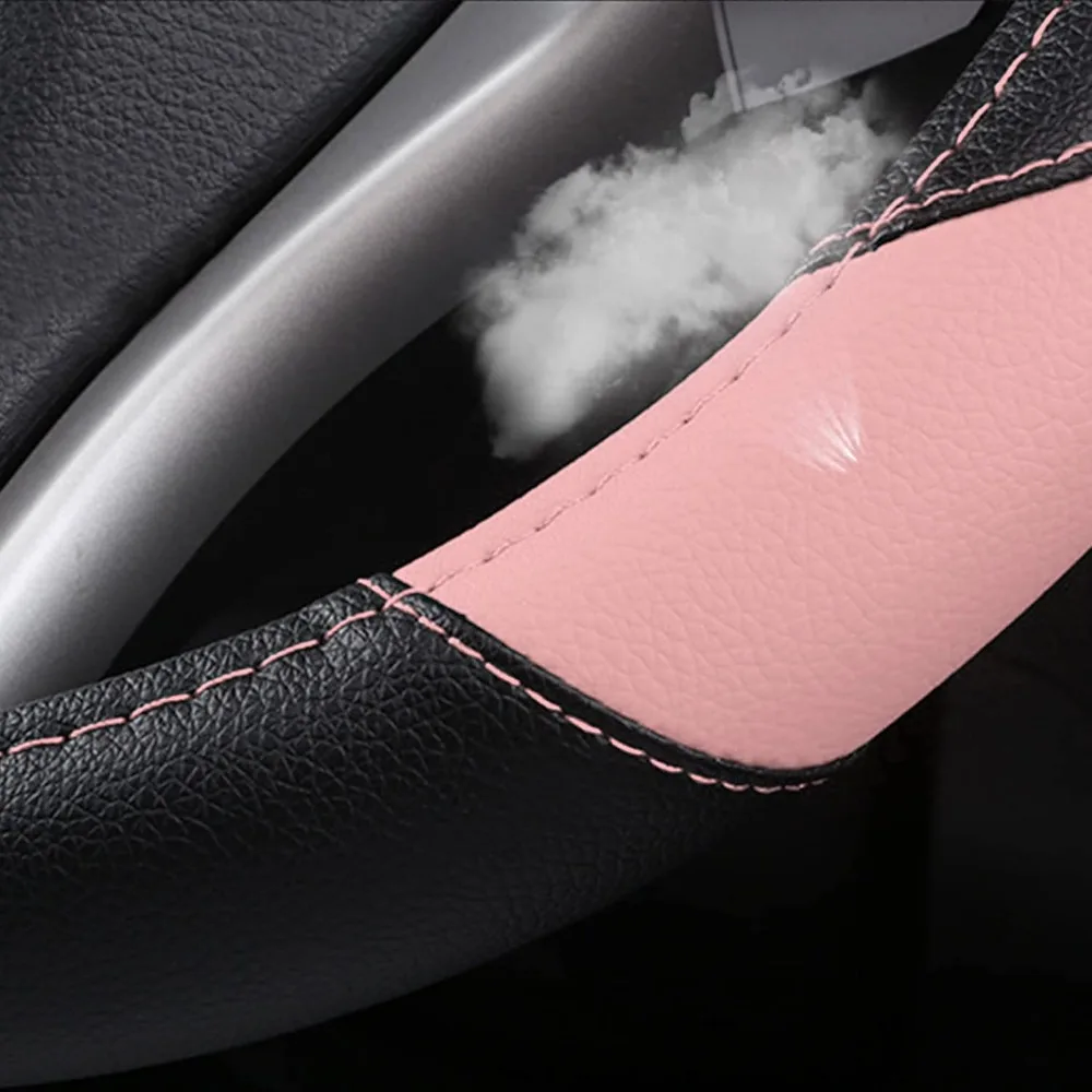 NonSlip Leather Car Steering Wheel Cover Pink Universal 5 | PricZone Non Slip Leather Car Steering Wheel Cover Pink Universal 5 | PricZone