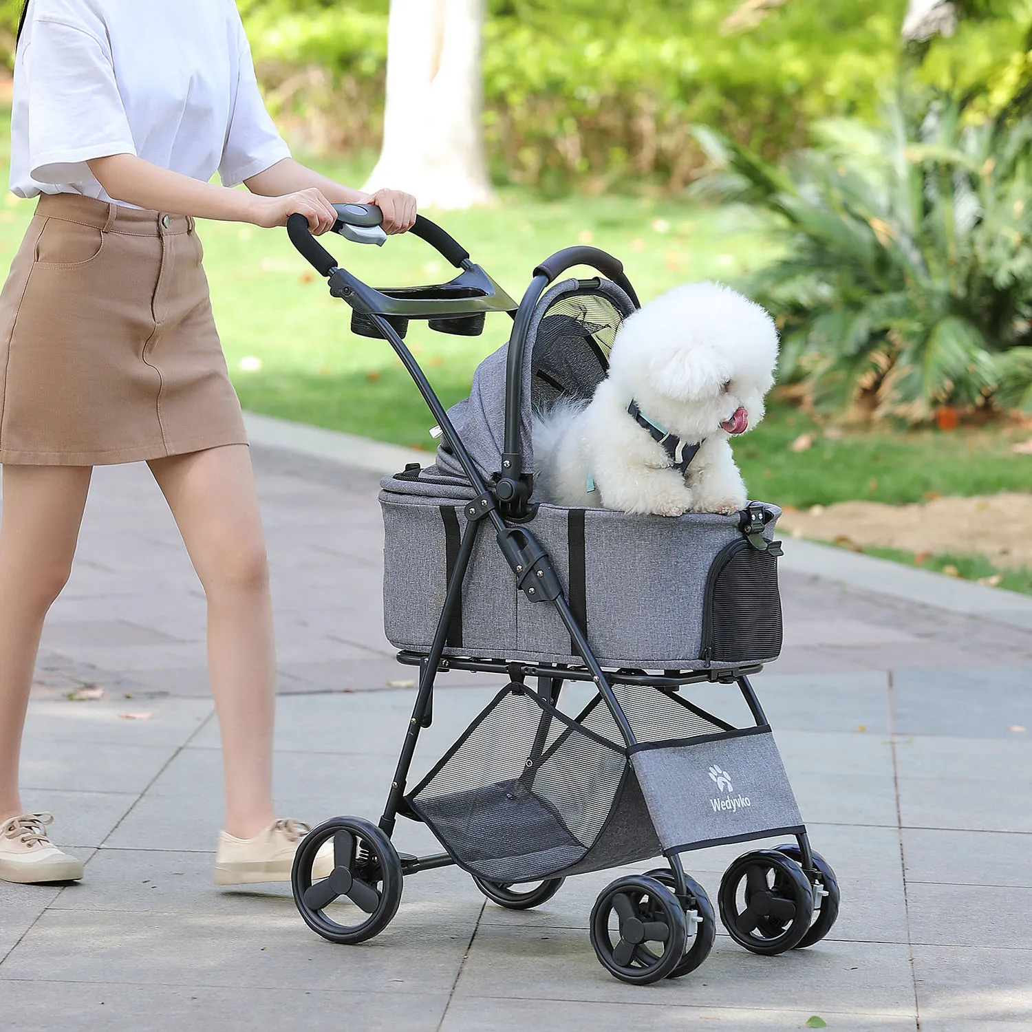 3 In 1 Pet Stroller with Removable Carrier Folding 20