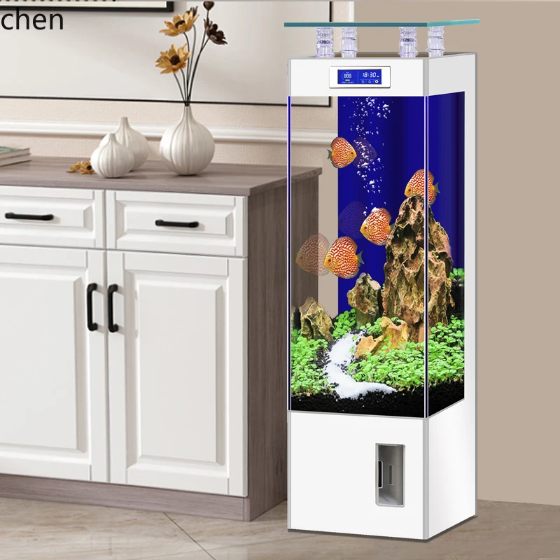 Hys Glass Fish Tank Living Room Small Household Vertical 13