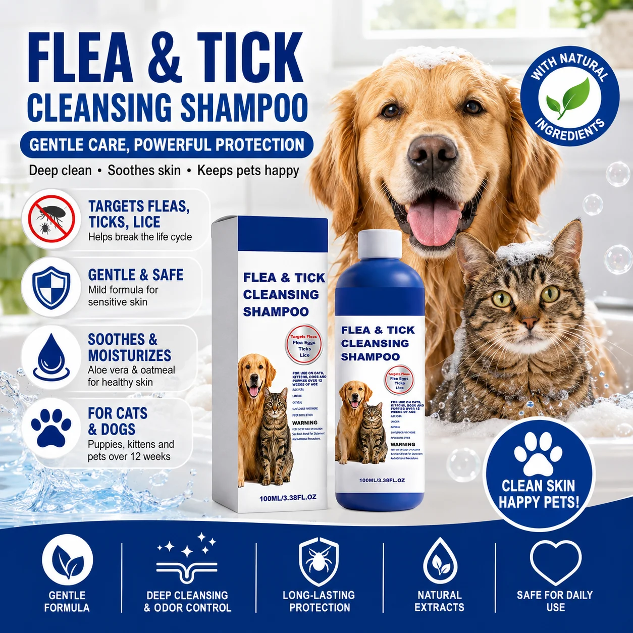 Flea Tick Shampoo for Dogs Cats 100Ml Mild Formula 1 | PricZone Flea Tick Shampoo for Dogs Cats 100Ml Mild Formula 1 | PricZone