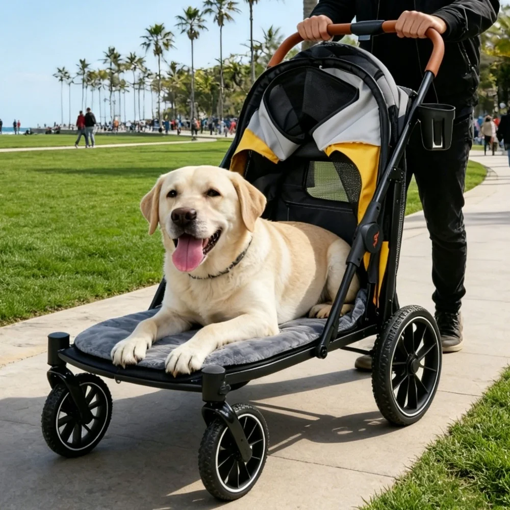 Large Foldable Pet Dog Stroller Rolling Dogs Cat Carrier 4 | PricZone Large Foldable Pet Dog Stroller Rolling Dogs Cat Carrier 4 | PricZone