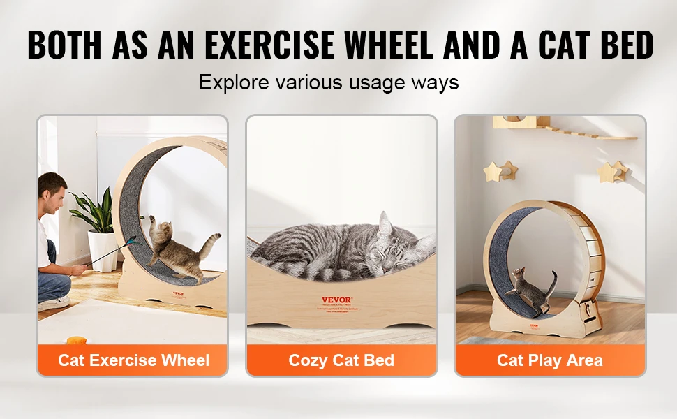 Wooden Cat Exercise Wheel Large Treadmill for Indoor Cats 22