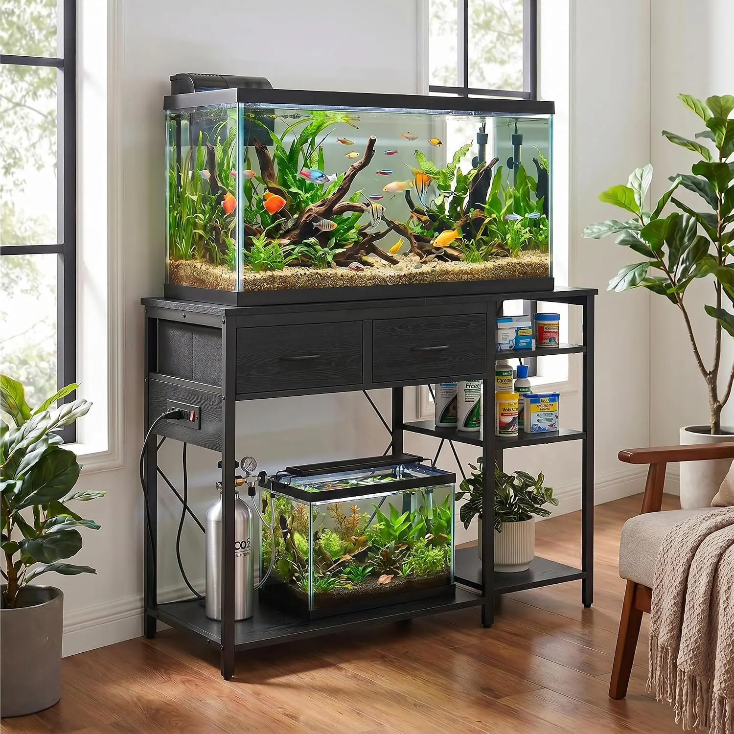 Aquarium Stand with Power Outlet for Fish Or Reptile Tank 22