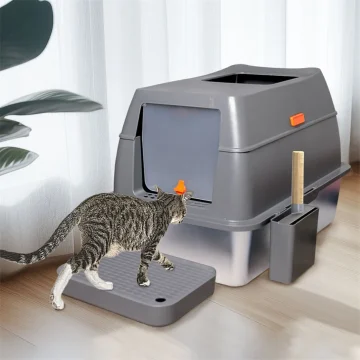 4-Style Cat Litter Box with Lid Large Kitty Enclosed 2