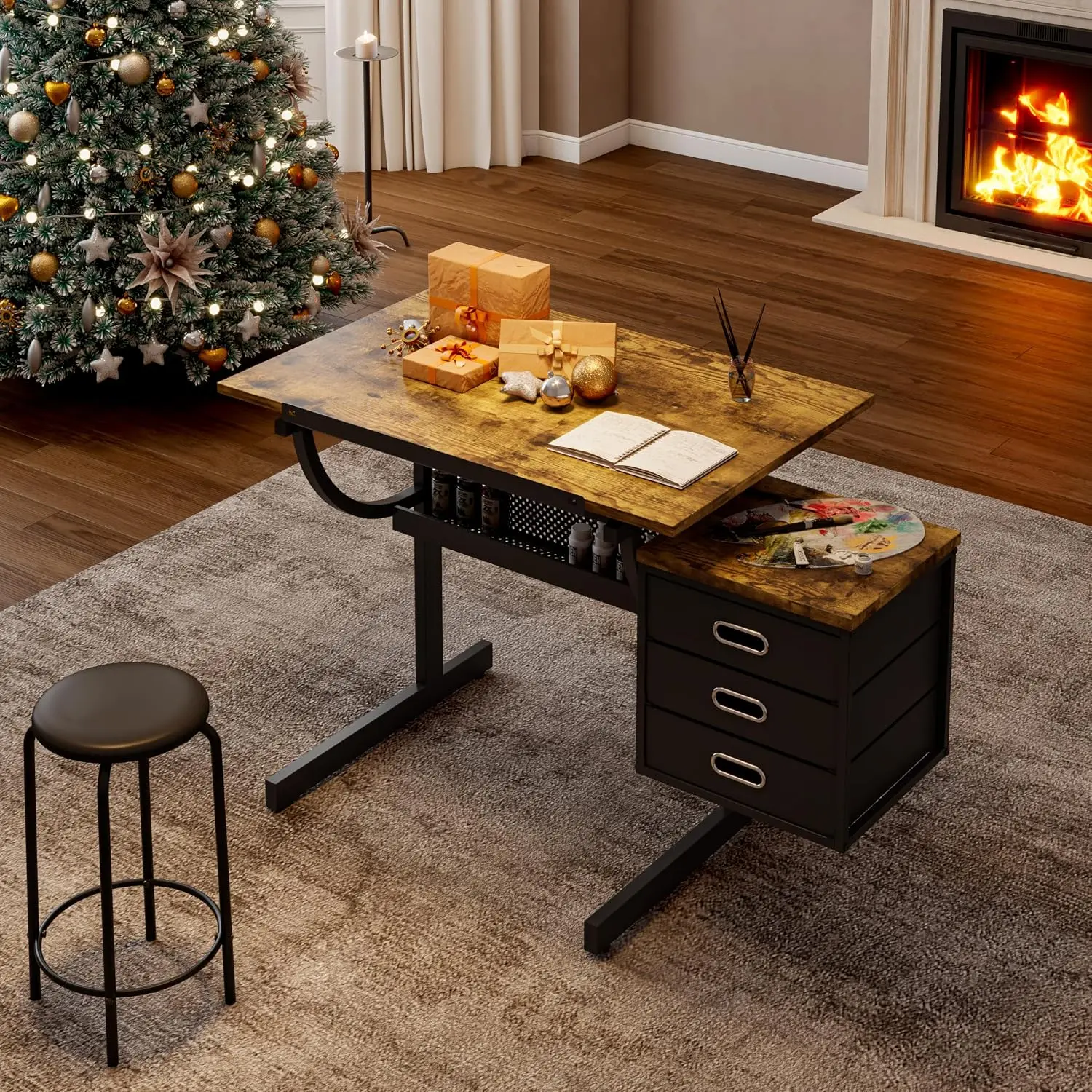 Adjustable Height Drafting Table with Tilting Art Desk 2 | PricZone Adjustable Height Drafting Table with Tilting Art Desk 2 | PricZone