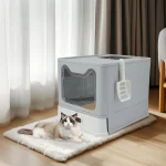 Enclosed Stainless Steel Cat Litter Box with Lid Scoop 2 | PricZone