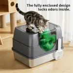 Extra Large Stainless Steel Litter Box with Lid High Sided 5 | PricZone