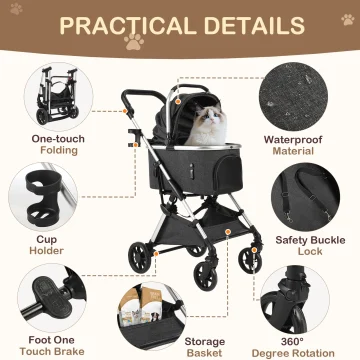 Lightweight Pet Stroller for Medium Dogs Smooth-Ride 4-In-1 2