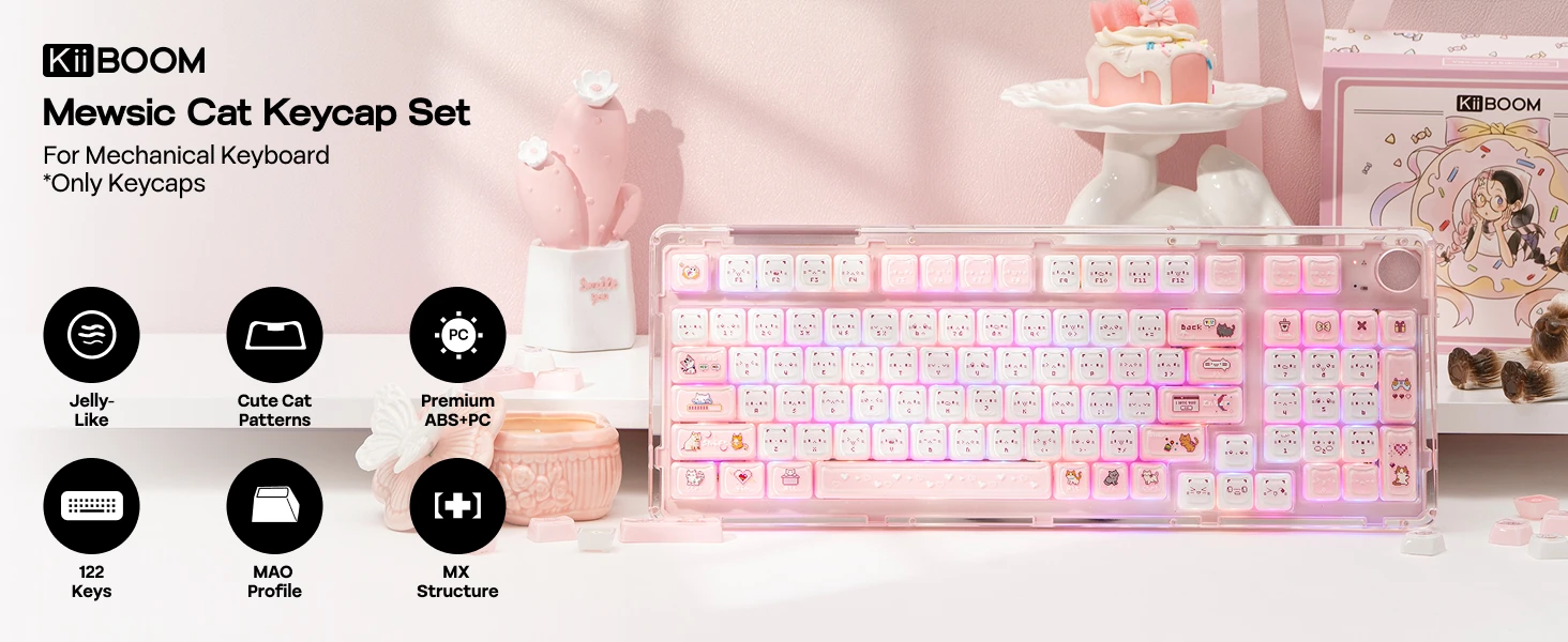 Mewsic Jelly Keycap Set 122 Mao Profile Keycaps Abs+PC 7