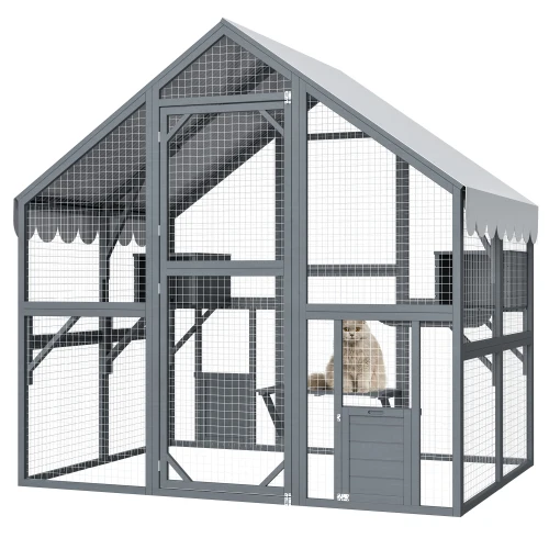 28 Square Foot Luxurious Wooden Cat House Large Outdoor 8