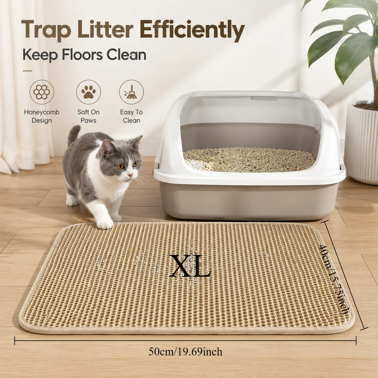 Soft Gentle Cat Litter Mat: Comfortable Honeycomb Design 9