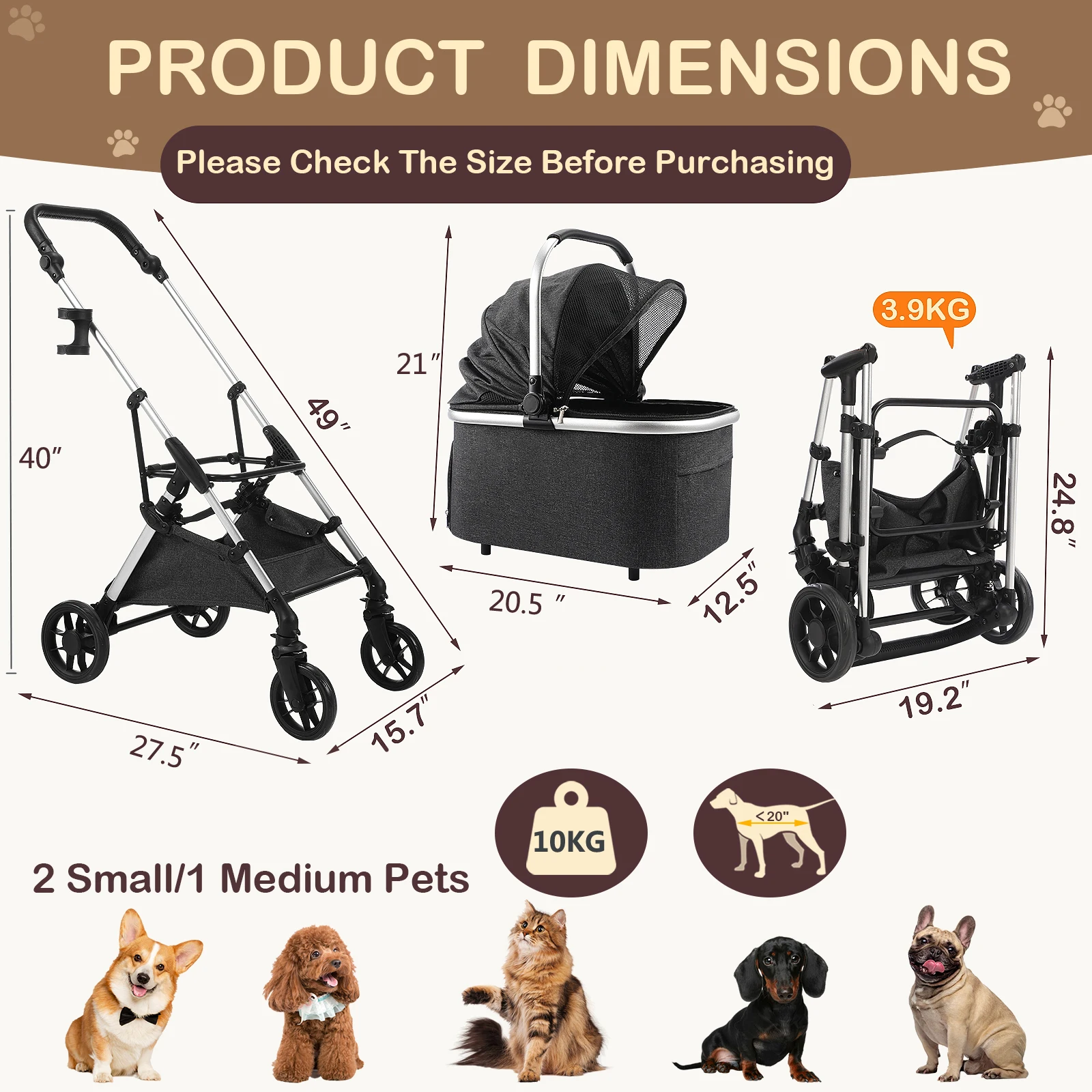 Lightweight Pet Stroller for Medium Dogs SmoothRide 4In1 6 | PricZone Lightweight Pet Stroller for Medium Dogs Smooth Ride 4 In 1 6 | PricZone