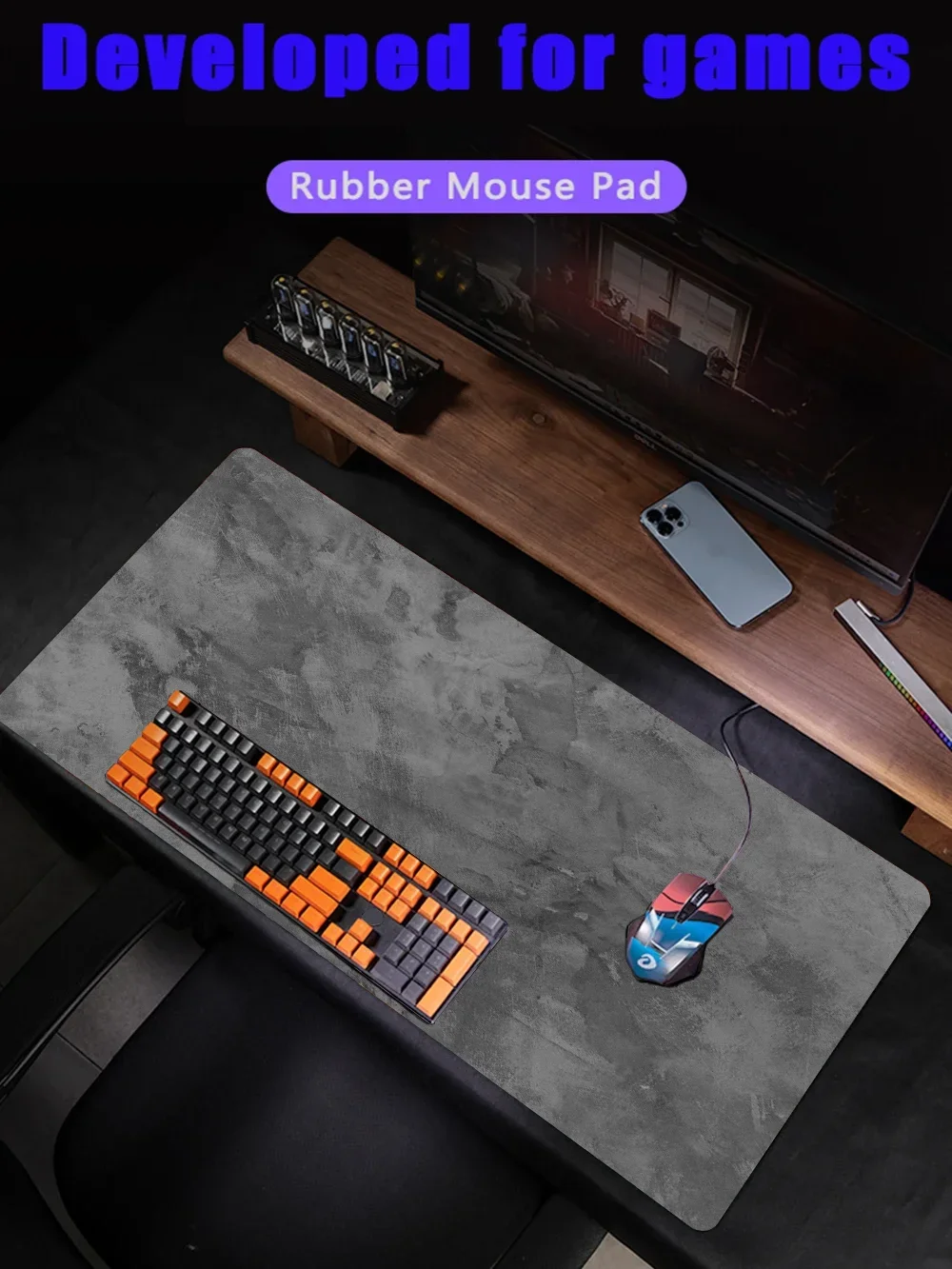 Gray Large/Small Overlocked Mousepad XXL Desktop Gaming Mat 19