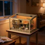 Large Wooden Hamster Cage Clear Tempered Glass Pet Small 8 | PricZone
