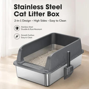 Stainless Steel Cat Litter Box High Wall Semi Enclosed Open 1 | PricZone
