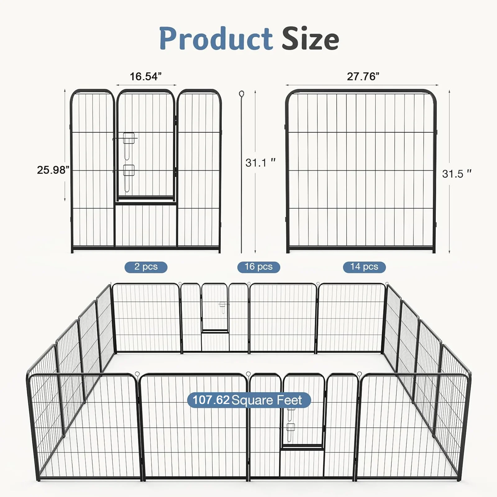 Jhk 16 Panels Dog Playpen Pet Fence Metal 24 Inch To 32 2 | PricZone Jhk 16 Panels Dog Playpen Pet Fence Metal 24 Inch To 32 2 | PricZone
