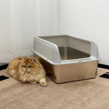 Stainless Steel Cat Litter Box Semi-Open High-Sided Pan 2