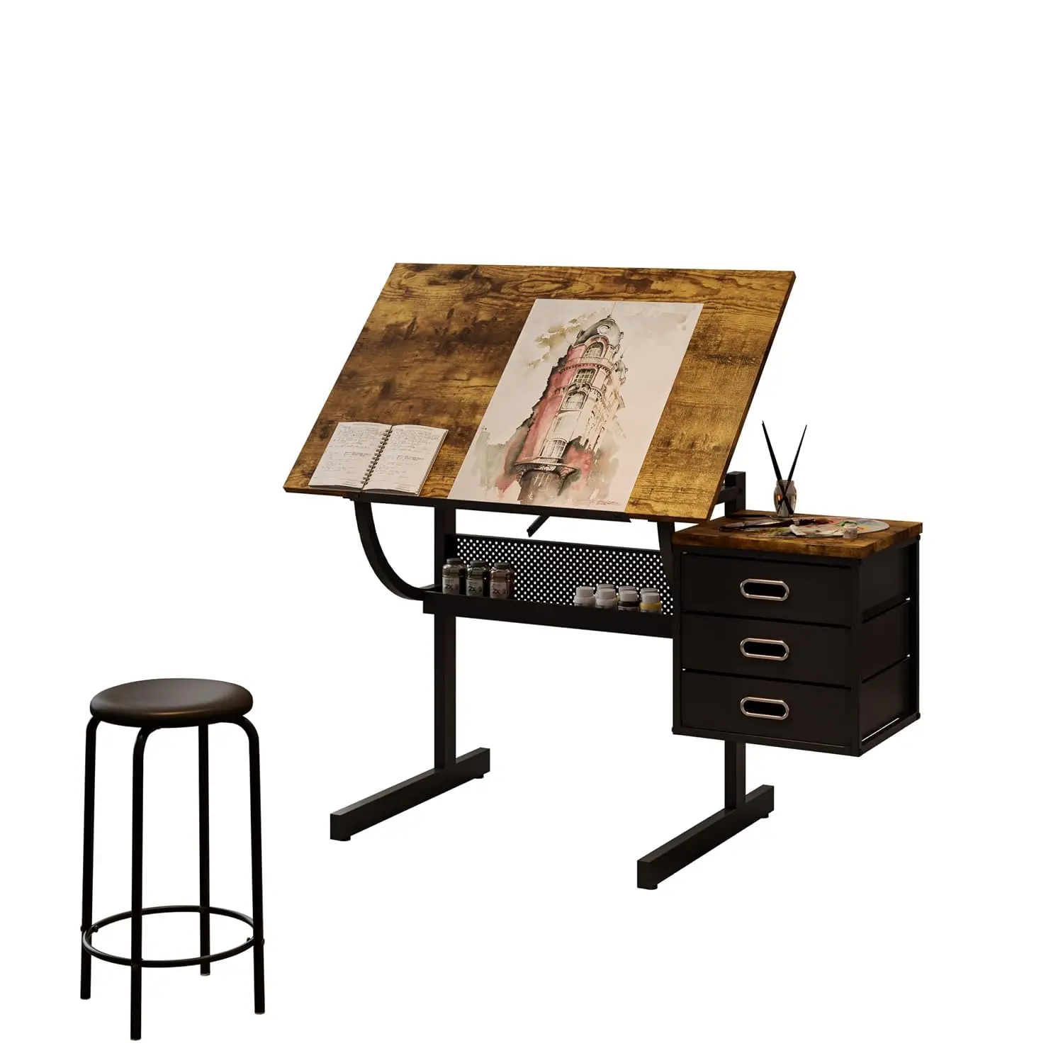 Adjustable Height Drafting Table with Tilting Art Desk 6 | PricZone Adjustable Height Drafting Table with Tilting Art Desk 6 | PricZone