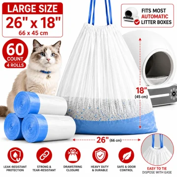 Premium Cat Litter Bags for Automatic Boxes 60 Pack Large 2