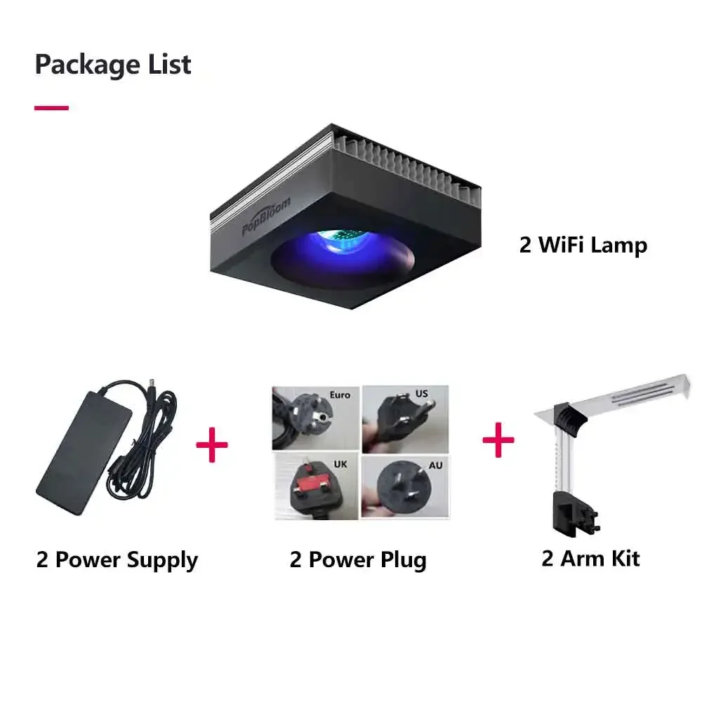 Popbloom Rl90 WiFi Reef Aquarium Light 100W Marine LED Full 24