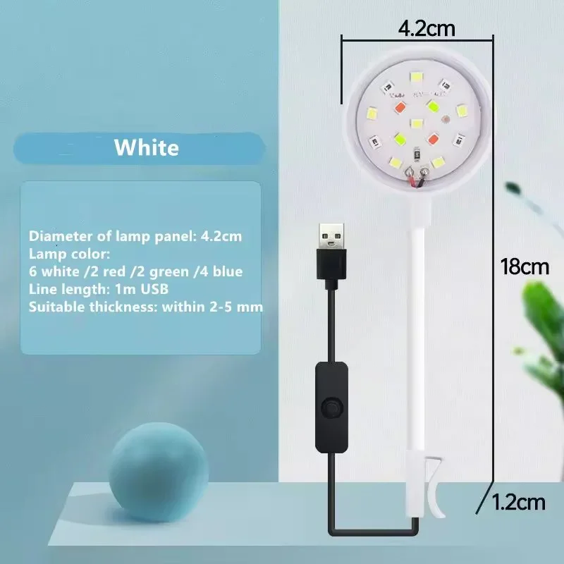 USB LED Fish Tank Clip Lamp High Transparency Bright 18