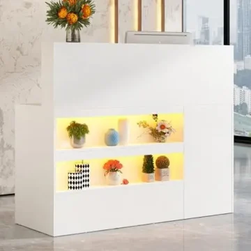 LED Reception Desk with Power Outlets L Shaped 1 | PricZone