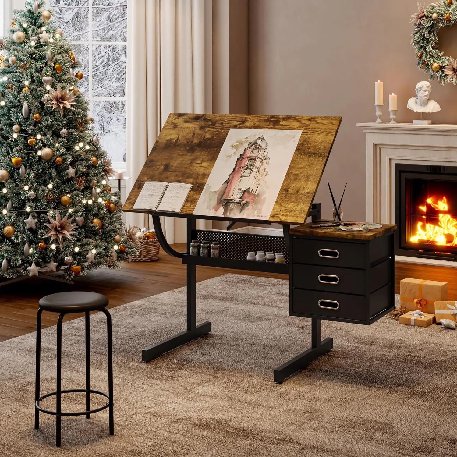 Adjustable Height Drafting Table with Tilting Art Desk 1 | PricZone Adjustable Height Drafting Table with Tilting Art Desk 1 | PricZone
