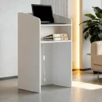 White Compact Reception Desk with Adjustable LED Lights 3 | PricZone