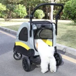 Premium Dog Stroller Pram 4 Wheel Foldable Cart Travel Walk 6 | PricZone