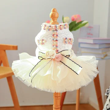 Spring Summer Tutu Dog Wedding Party Dress with 3D Flower 1 | PricZone