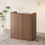 Reception Desk with Fluted Round Corner Modern Design 3 | PricZone