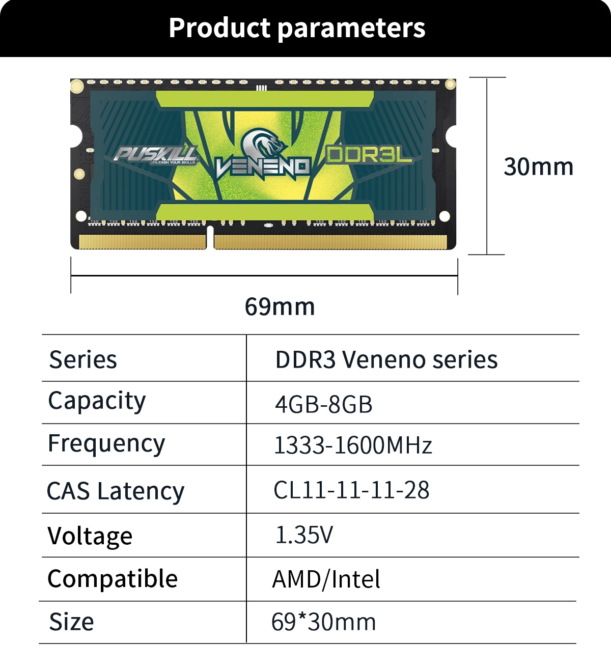 Puskill DDR4 Notebook RAM 4GB-32 GB SODIMM Memory 14