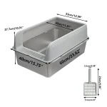 Stainless Steel Cat Litter Box Semi Open High Sided Pan 7 | PricZone