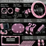 Artificial Diamond Car Steering Wheel Decoration Set Pink 2 | PricZone Artificial Diamond Car Steering Wheel Decoration Set Pink 2 | PricZone