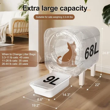 Self-Cleaning Litter Box 68L Large Capacity Automatic Cat 2