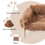 Large Cat Bed Soft Plush Sofa with Sturdy Wooden Legs 5 | PricZone