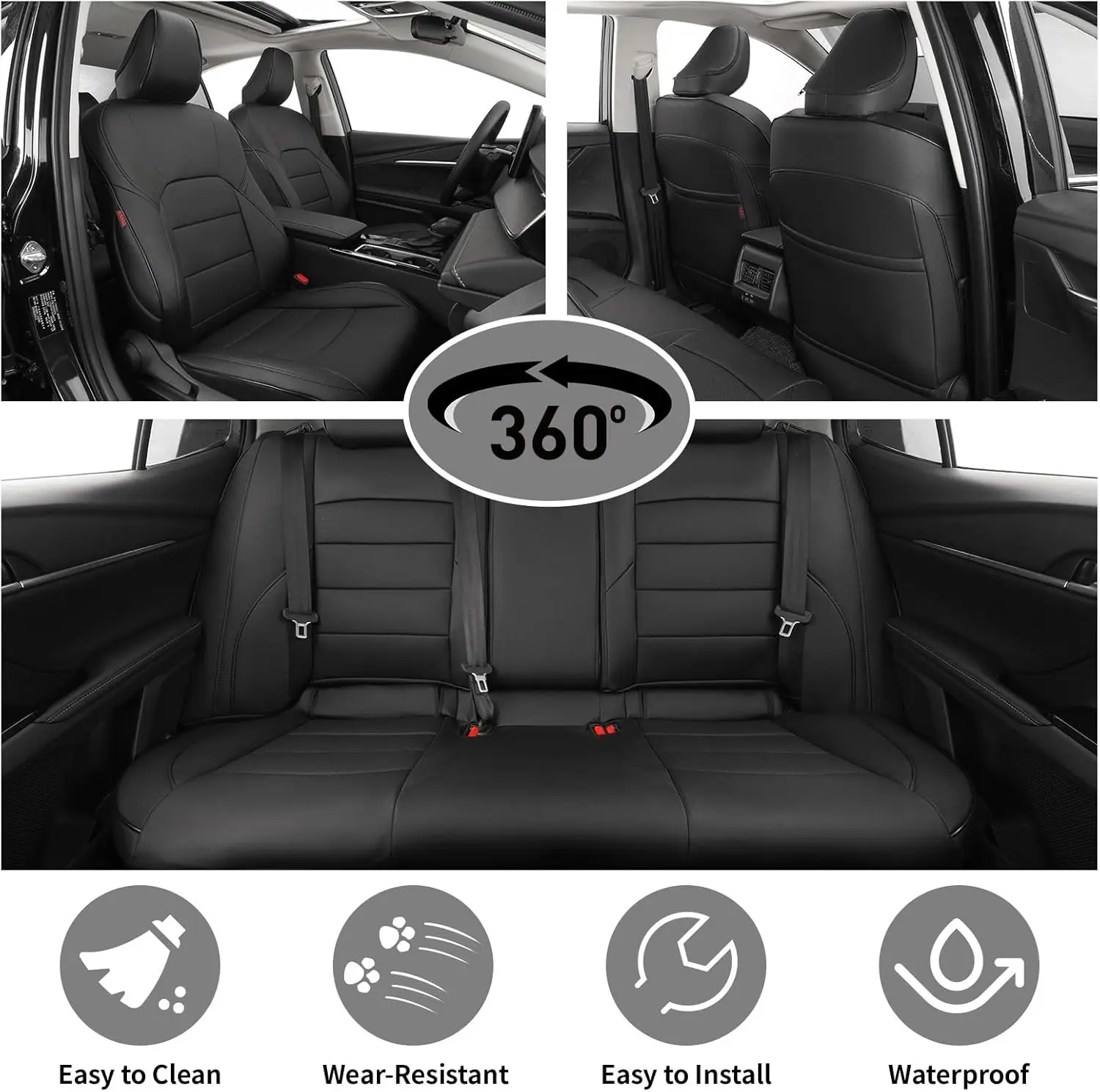 Toyota Camry Waterproof Leather Car Seat Covers Custom Fit 15
