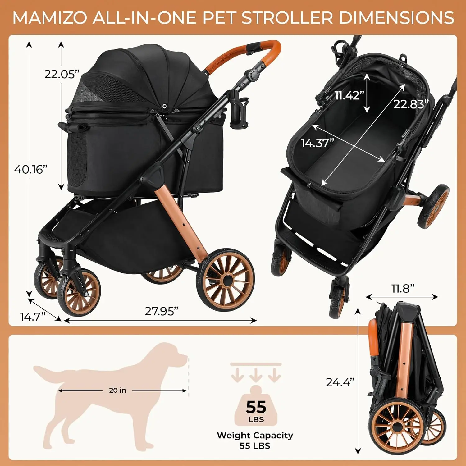 Foldable Pet Stroller for Medium Dog Cat Travel Carrier 2 | PricZone Foldable Pet Stroller for Medium Dog Cat Travel Carrier 2 | PricZone