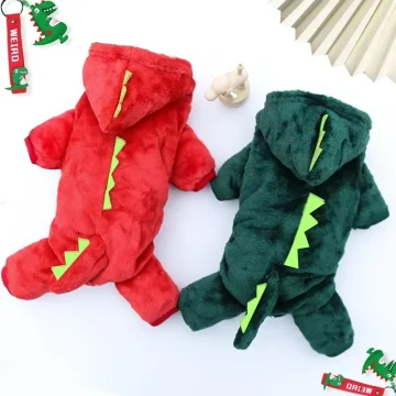 Dinosaur Dog Fleece Jumpsuits Winter Coat for Small Dogs 1 | PricZone