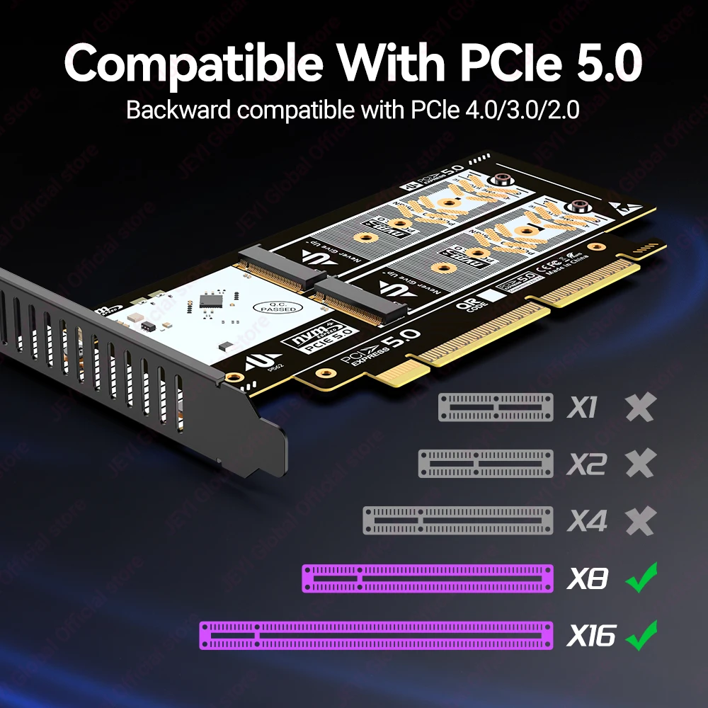 Jeyi 2Bay M2 NVMe PCIe 50 X16 Expansion Card 3 | PricZone Jeyi 2 Bay M2 NVMe PCIe 50 X16 Expansion Card 3 | PricZone