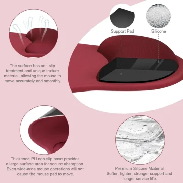 Ergonomic Wrist Rest for Mouse and Keyboard Curved Wine 2