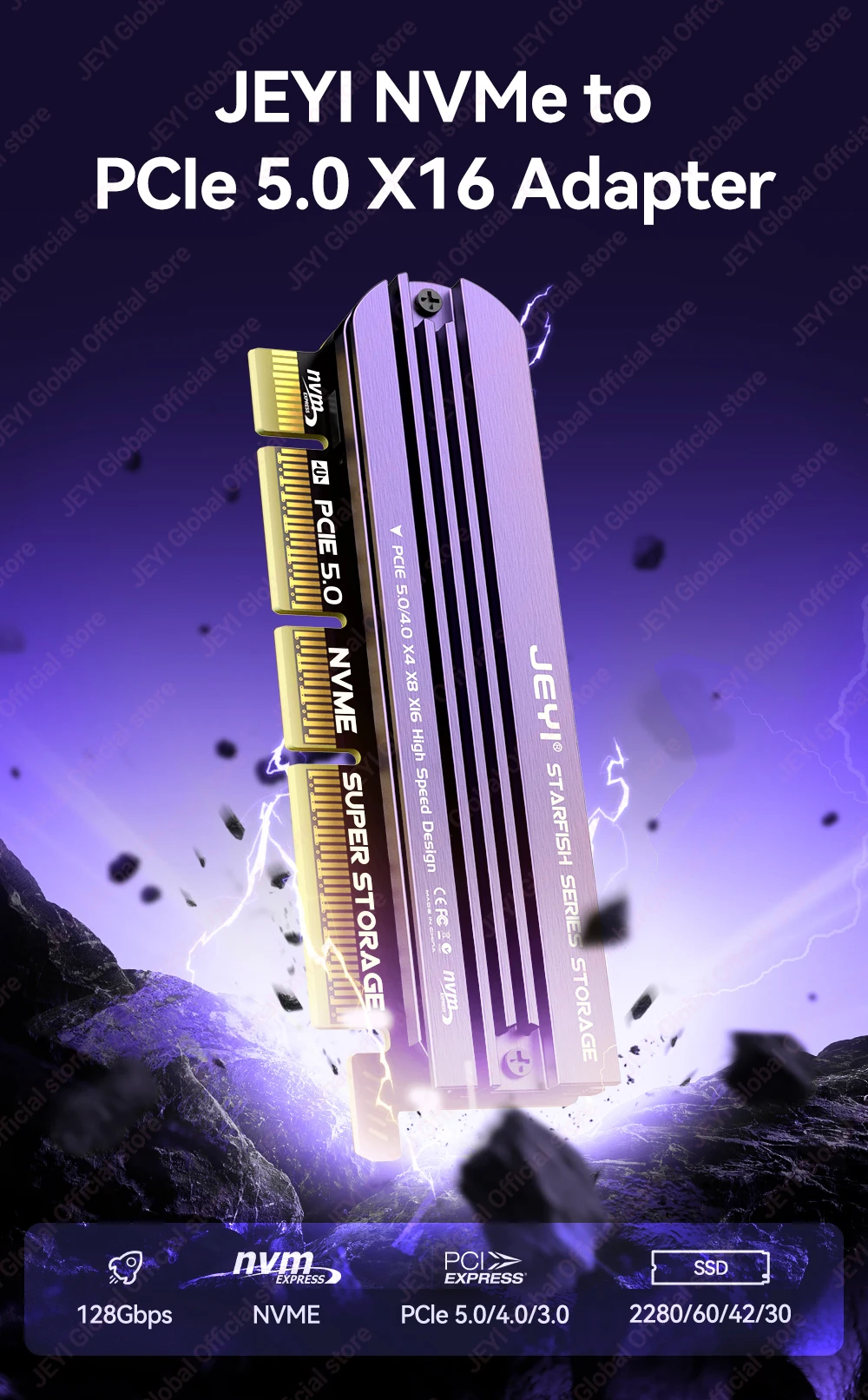 Jeyi M.2 NVMe to PCIe 5.0 Expansion Card 7