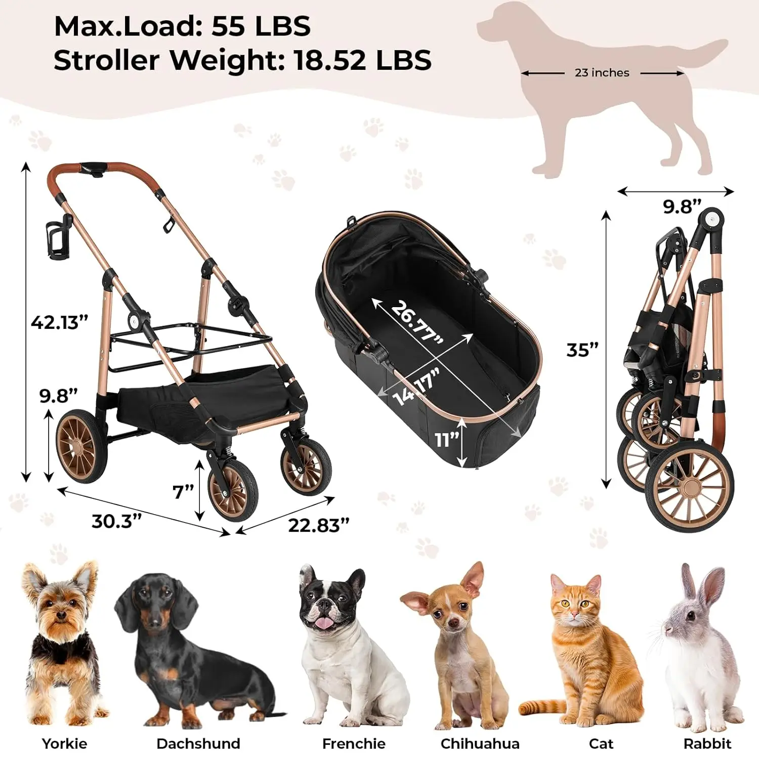 Foldable Pet Stroller for Medium DogCat Up To 55 Lbs 3 | PricZone Foldable Pet Stroller for Medium DogCat Up To 55 Lbs 3 | PricZone