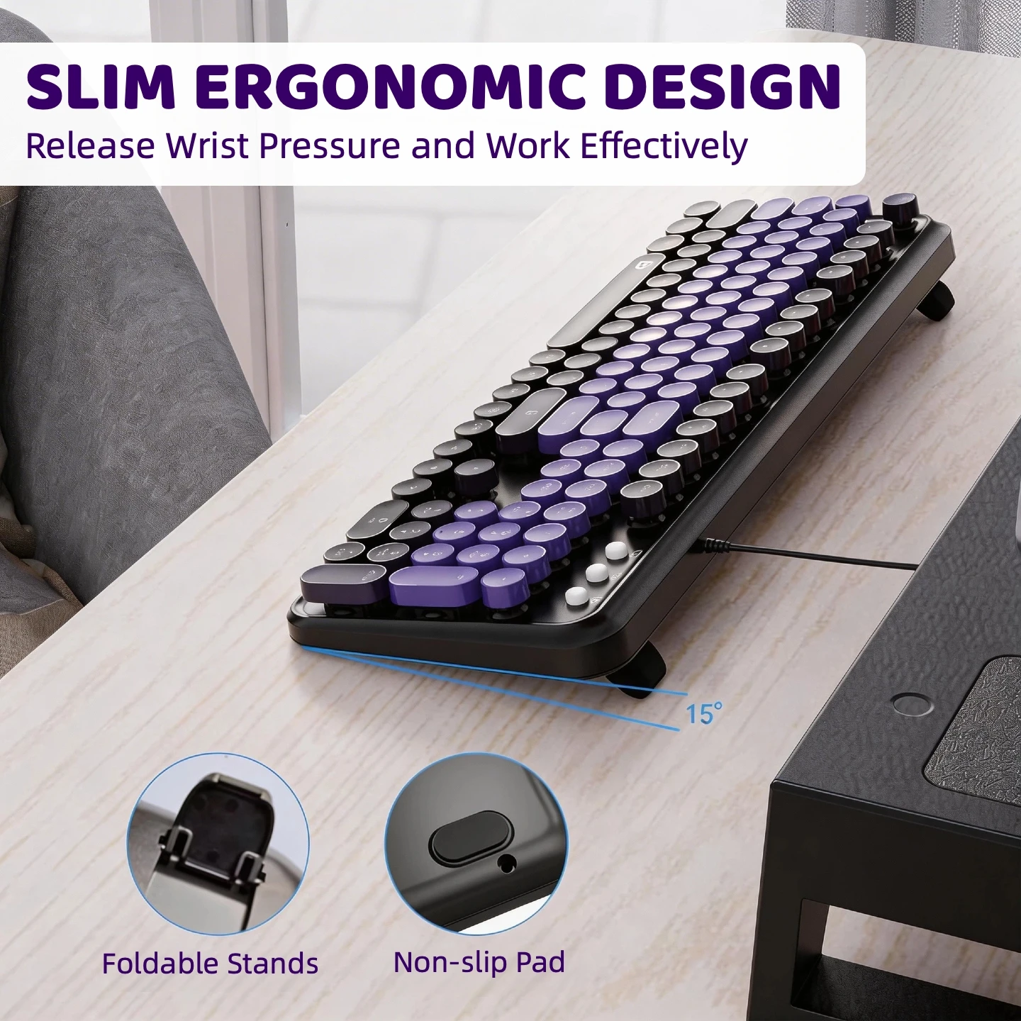 Cute Retro Round Aesthetic Typewriter Keyboard Mouse Set 7 | PricZone Cute Retro Round Aesthetic Typewriter Keyboard Mouse Set 7 | PricZone