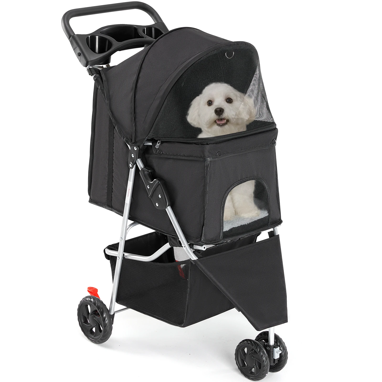 Jhk 3-Wheel Foldable Pet Stroller for Small Dogs and Cats 9