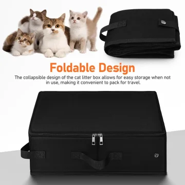 Foldable Travel Cat Litter Box Large Capacity Zipper 2