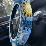 Universal Crochet Steering Wheel Cover Sun Design 14 15 Inch 3 | PricZone