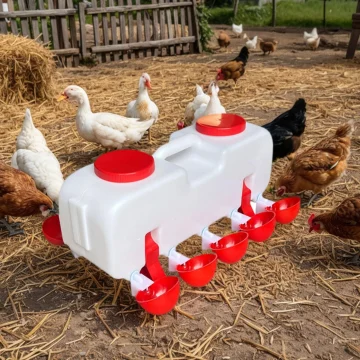 10 kg Self-Filling Chicken Waterer Feeder W/10 Drinking Cups 2