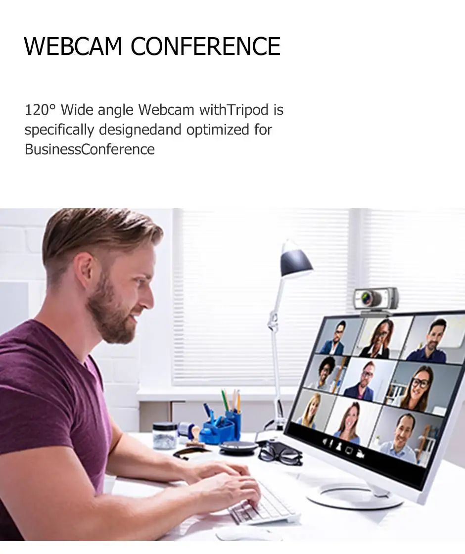 1080P 120° USB Streaming HD Webcam with Microphone 10